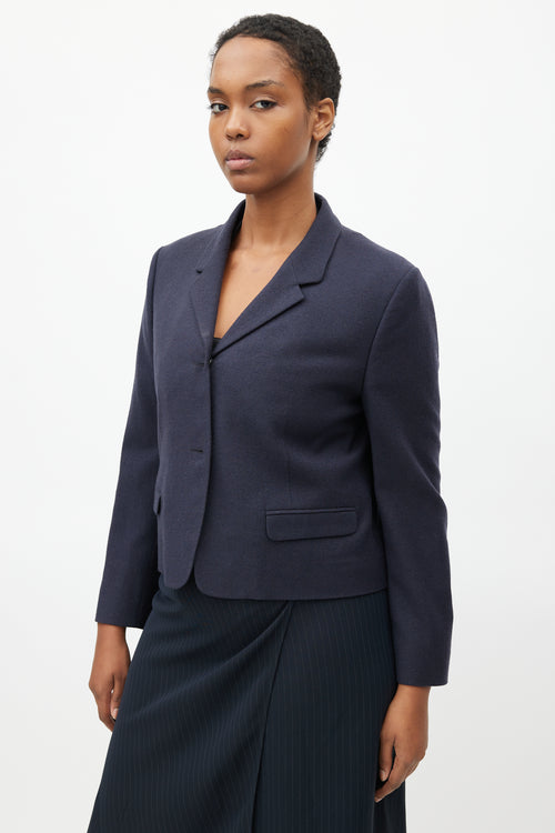 Dries Van Noten Navy Wool Cropped Blazer