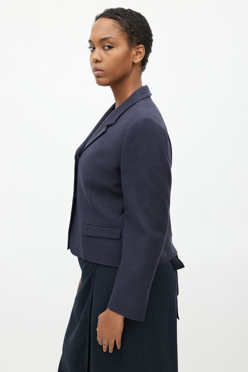 Dries Van Noten Navy Wool Cropped Blazer