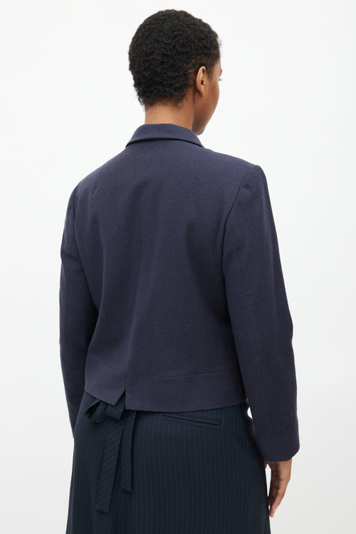 Dries Van Noten Navy Wool Cropped Blazer