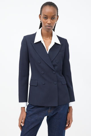 Dries Van Noten Navy Wool Double Breasted Blazer