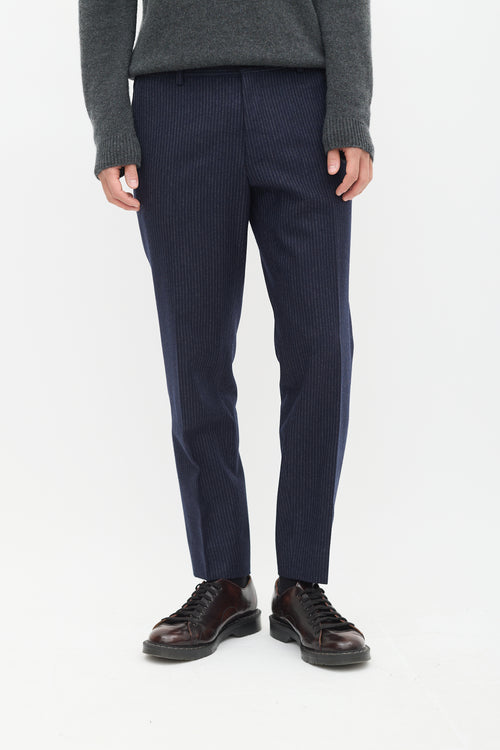 Navy Wool Pinstripe Double Breasted Suit