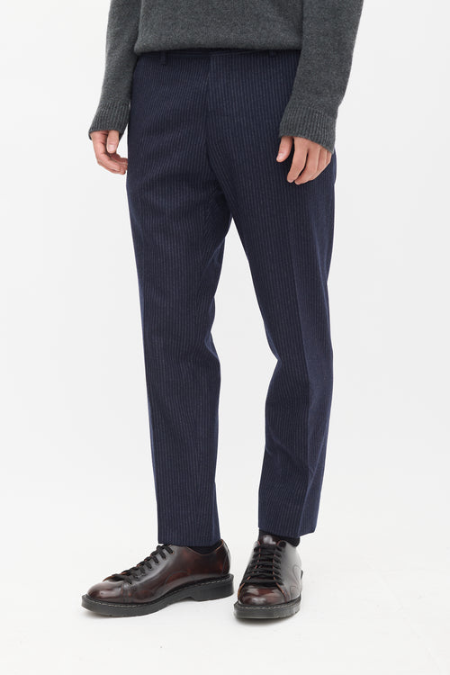 Navy Wool Pinstripe Double Breasted Suit