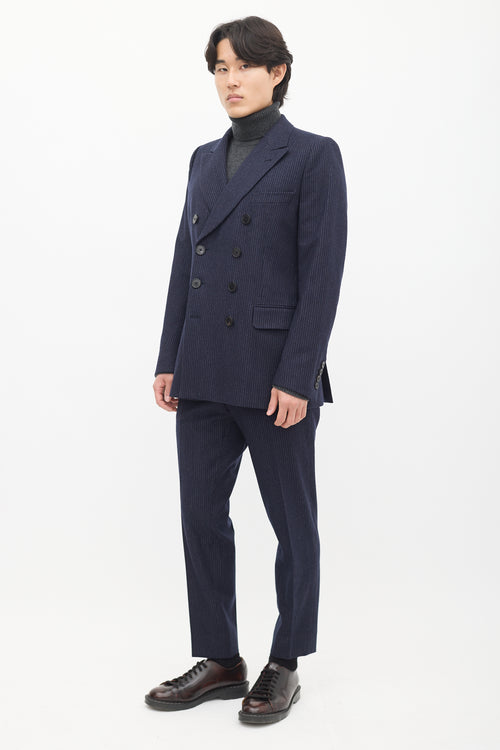 Navy Wool Pinstripe Double Breasted Suit