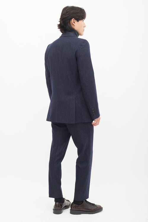 Navy Wool Pinstripe Double Breasted Suit