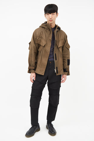 Dries Van Noten Olive Belted Hooded Jacket