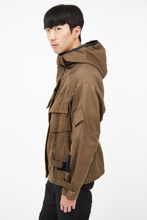 Dries Van Noten Olive Belted Hooded Jacket