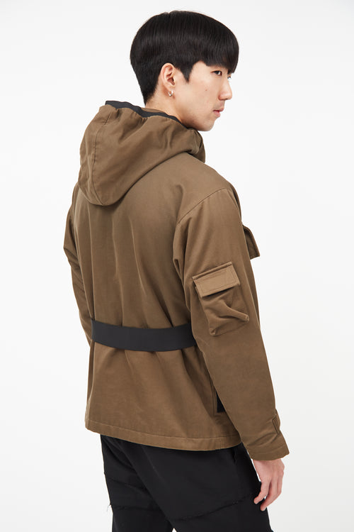 Dries Van Noten Olive Belted Hooded Jacket