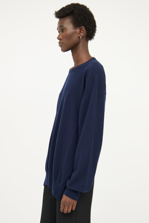 Dries Van Noten Navy Cashmere Open Back Sweater