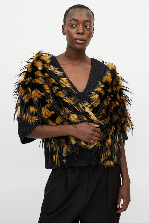 Black 
Yellow Greta Faux Fur Scarf