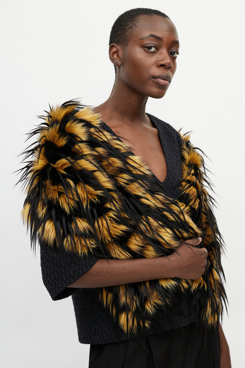 Black 
Yellow Greta Faux Fur Scarf