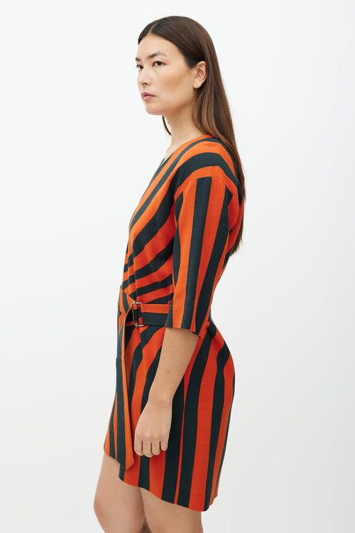 Dries Van Noten Black 
Orange Wave Pattern Dress