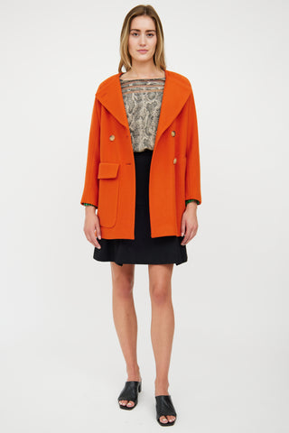 Dries Van Noten Orange Wool Double Lapel Jacket