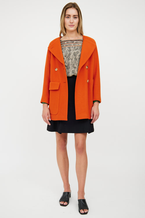 Dries Van Noten Orange Wool Double Lapel Jacket