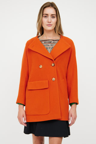 Dries Van Noten Orange Wool Double Lapel Jacket