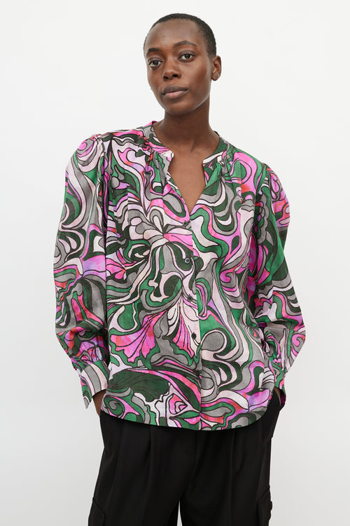 Dries Van Noten Pink 
Multicolour Pattern Shirt