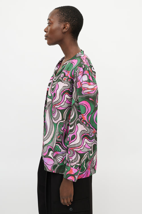 Dries Van Noten Pink 
Multicolour Pattern Shirt