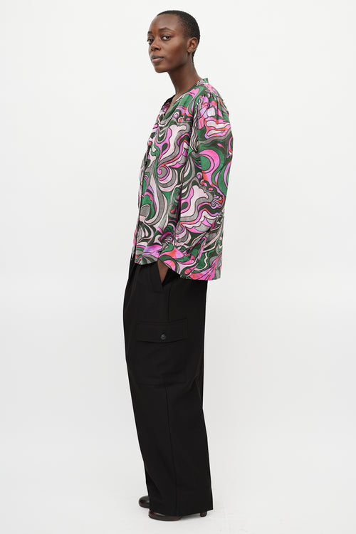 Dries Van Noten Pink 
Multicolour Pattern Shirt