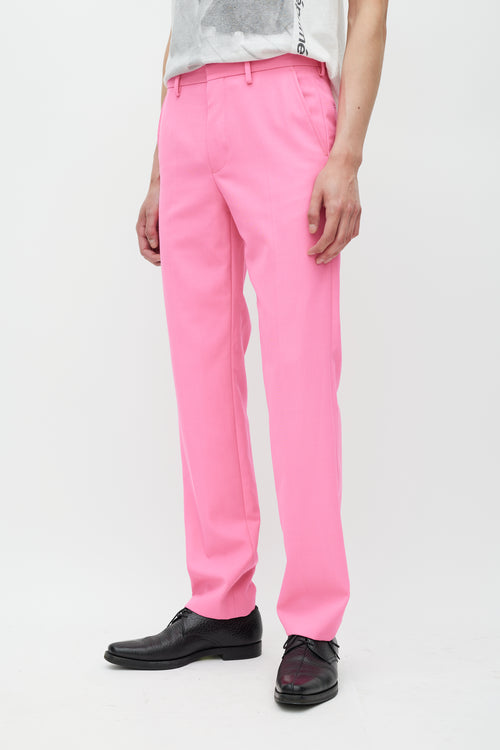 Dries Van Noten Pink Slim Wool Trouser