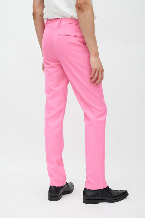 Dries Van Noten Pink Slim Wool Trouser