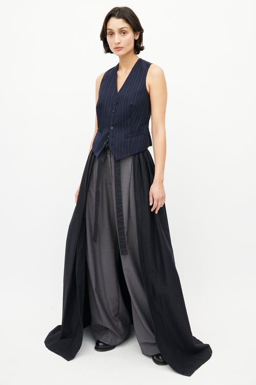 Dries Van Noten Black Pleated Wrap Skirt