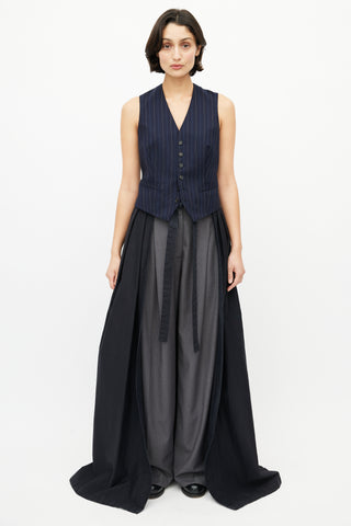 Dries Van Noten Black Pleated Wrap Skirt