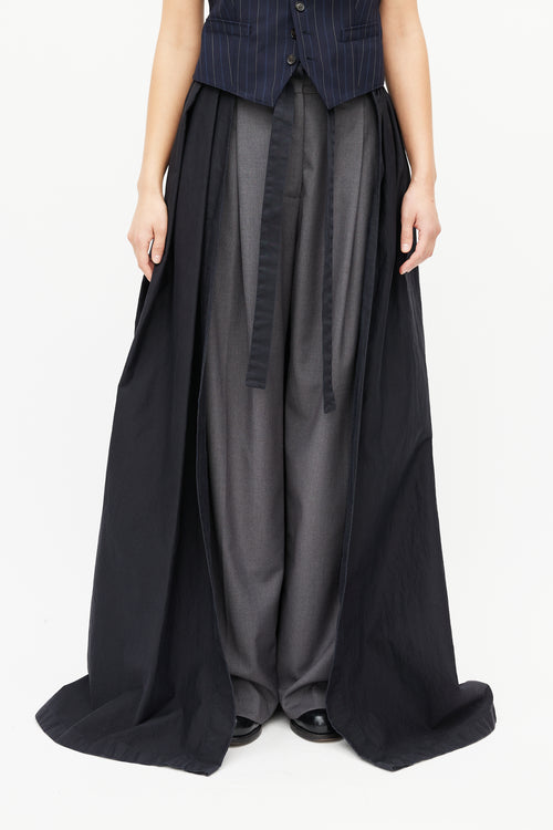 Dries Van Noten Black Pleated Wrap Skirt