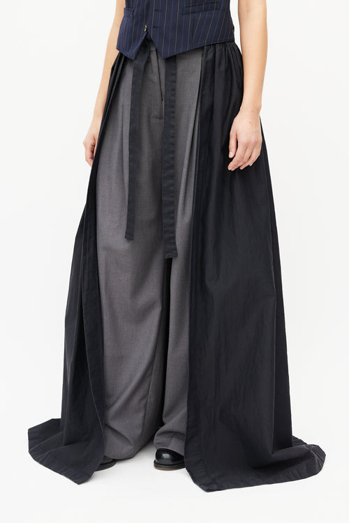 Dries Van Noten Black Pleated Wrap Skirt