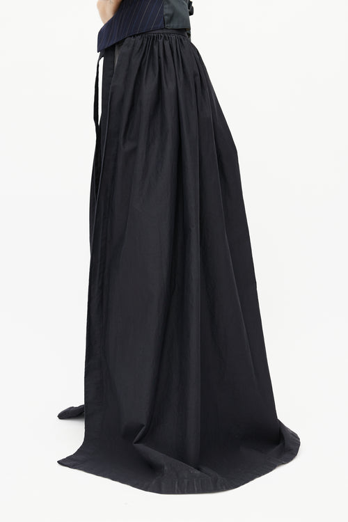 Dries Van Noten Black Pleated Wrap Skirt