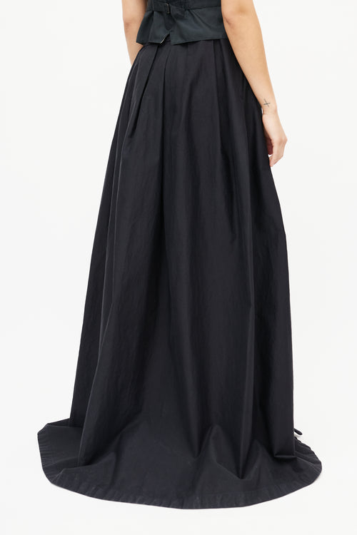 Dries Van Noten Black Pleated Wrap Skirt