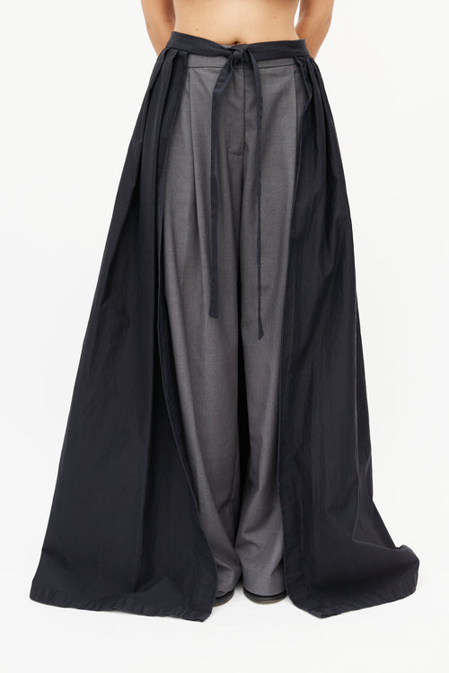 Dries Van Noten Black Pleated Wrap Skirt