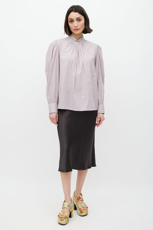 Dries Van Noten Purple Gathered Top