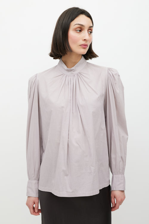 Dries Van Noten Purple Gathered Top