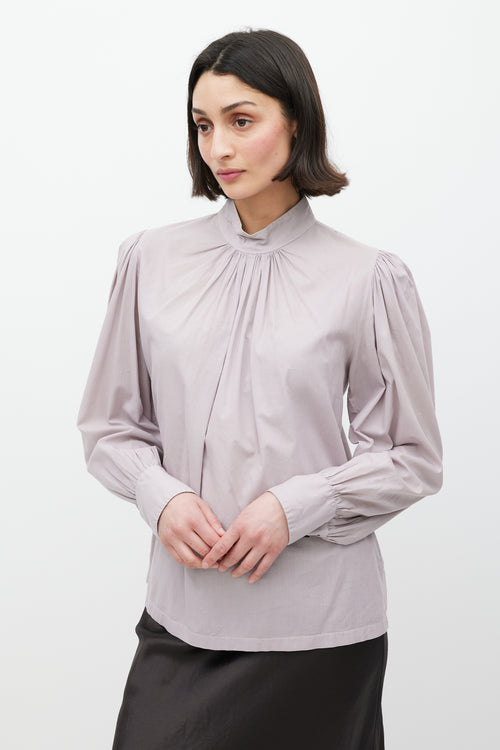 Dries Van Noten Purple Gathered Top