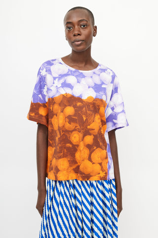 Dries Van Noten Purple 
Orange Floral Print T-Shirt