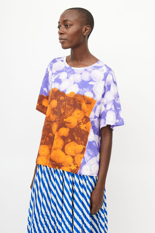 Dries Van Noten Purple 
Orange Floral Print T-Shirt