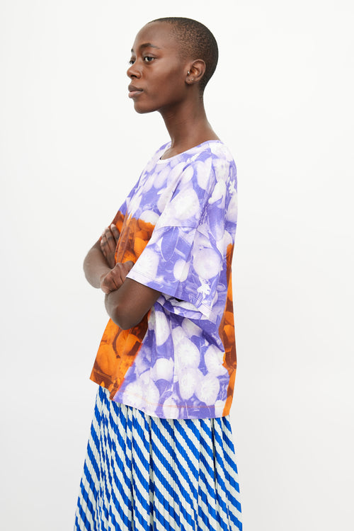 Dries Van Noten Purple 
Orange Floral Print T-Shirt