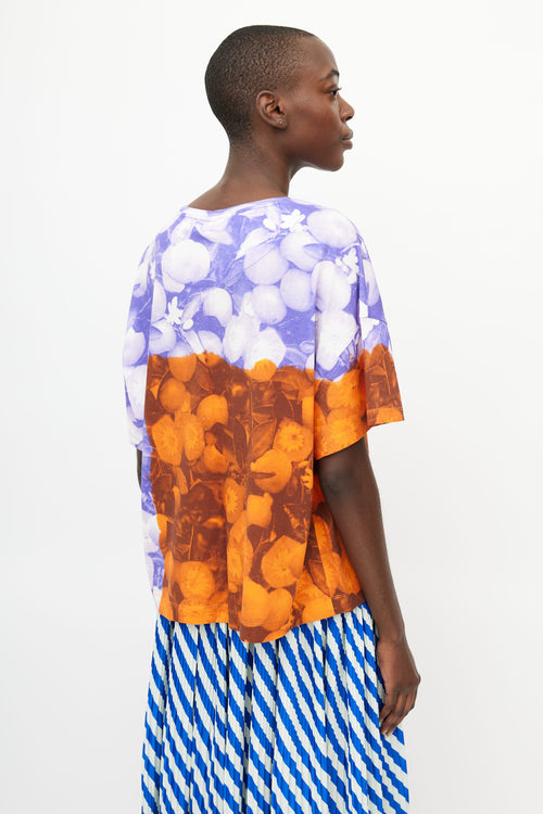 Dries Van Noten Purple 
Orange Floral Print T-Shirt