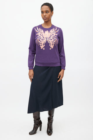 Dries Van Noten Purple 
Pink Embellished Sweater