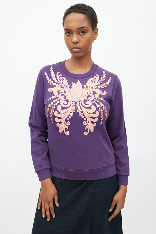 Dries Van Noten Purple 
Pink Embellished Sweater