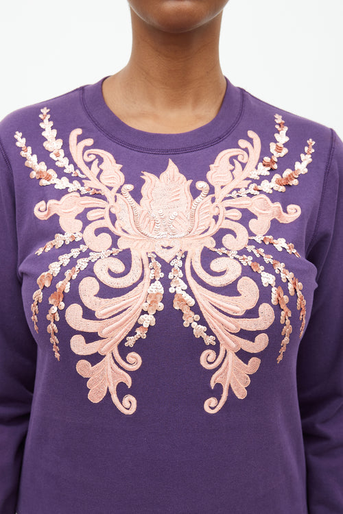 Dries Van Noten Purple 
Pink Embellished Sweater