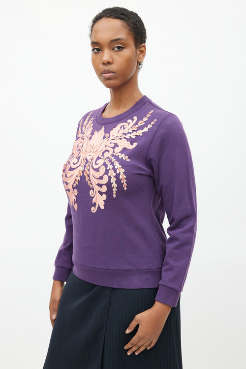 Dries Van Noten Purple 
Pink Embellished Sweater