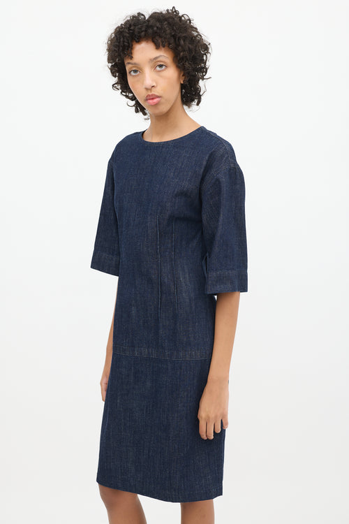 Dries Van Noten Raw Denim Half Sleeve Midi Dress