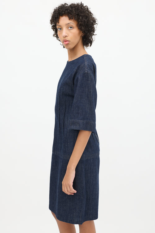 Dries Van Noten Raw Denim Half Sleeve Midi Dress