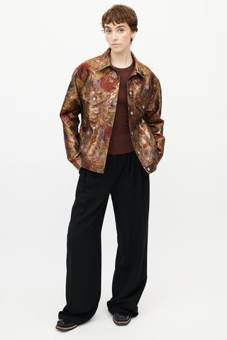 Dries Van Noten Red 
Multicolour Brocade Jacket