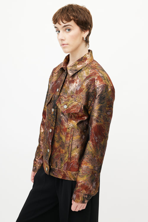 Dries Van Noten Red 
Multicolour Brocade Jacket