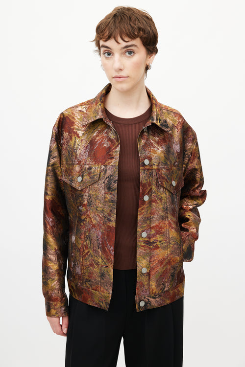 Dries Van Noten Red 
Multicolour Brocade Jacket