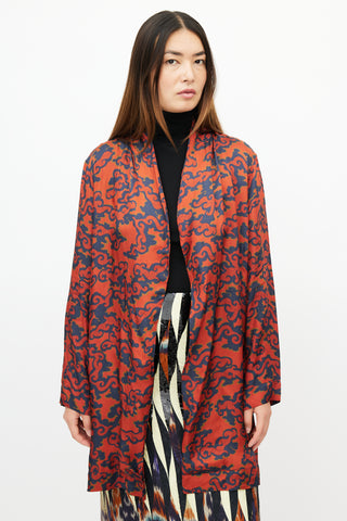 Dries Van Noten Red 
Navy Cloud Robe