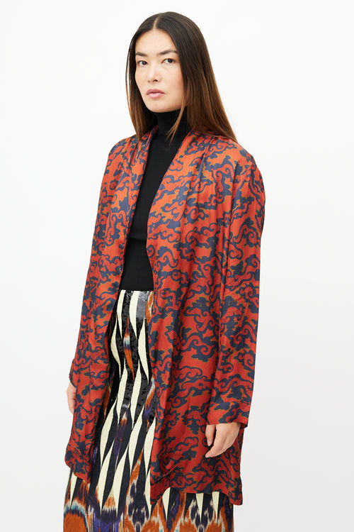 Dries Van Noten Red 
Navy Cloud Robe