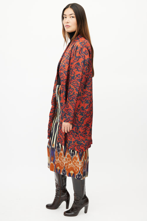 Dries Van Noten Red 
Navy Cloud Robe