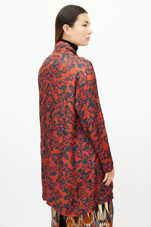 Dries Van Noten Red 
Navy Cloud Robe